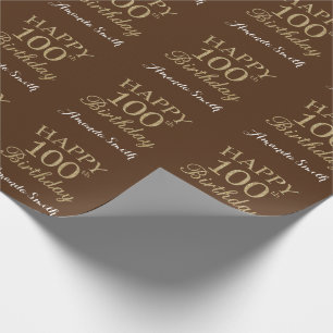 Papier Cadeau Bonne 100e anniversaire Parties scintillant or et