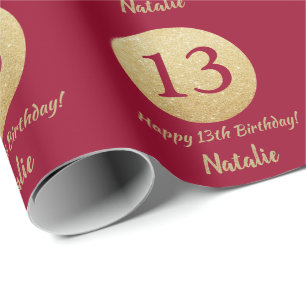 Papier Cadeau Bonne 13e anniversaire Bourgogne Parties scintilla