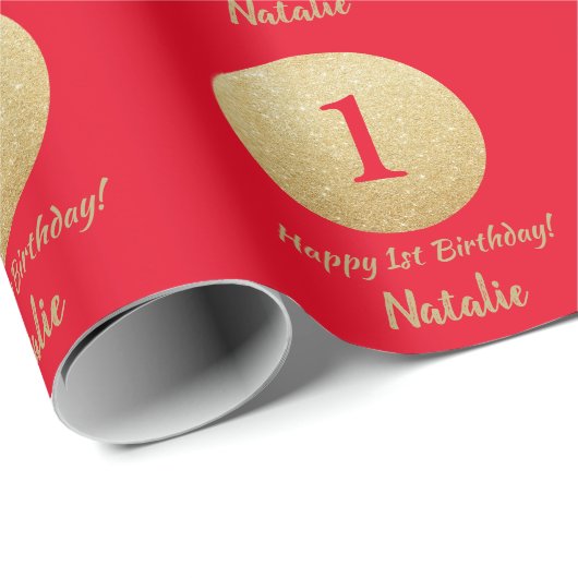 Papier Cadeau Bonne 15e anniversaire Parties scintillant rouge e (Coin rond)