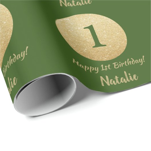 Papier Cadeau Bonne 15e anniversaire Parties scintillant verte e (Coin rond)