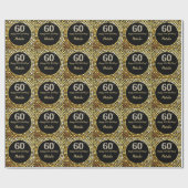 Papier Cadeau Bonne 60e anniversaire Parties scintillant noire e (Plat)