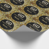 Papier Cadeau Bonne 60e anniversaire Parties scintillant noire e (Coin)