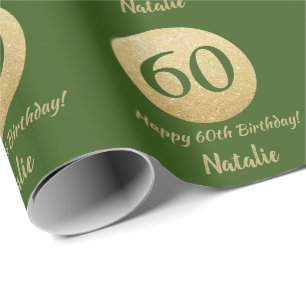 Papier Cadeau Bonne 60e anniversaire Parties scintillant verte e