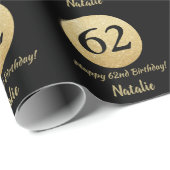 Papier Cadeau Bonne 62e anniversaire Parties scintillant Noir et (Coin rond)