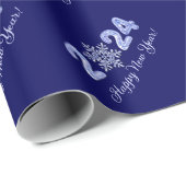 Papier Cadeau Bonne année 2024. Numéros de glace et cadeaux de f (Coin rond)