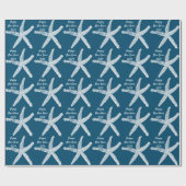Papier Cadeau Bonne année 2024 Starfish Ocean Blue Trendy (Plat)