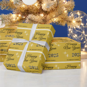 Papier Cadeau Bonne Année 2025 Élégantes Étincelles
