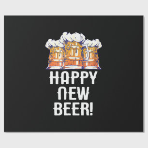 Papier Cadeau BONNE ANNÉE BIÈRE ! Soirée du Nouvel An Boire