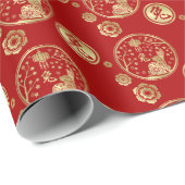 Papier Cadeau Bonne année chinoise du lapin 2023 (Coin rond)