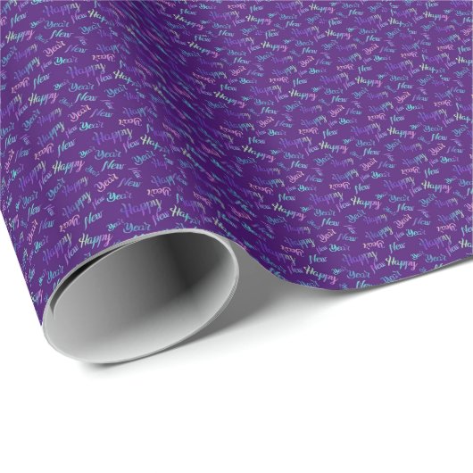 Papier Cadeau Bonne année (violet) (Coin rond)