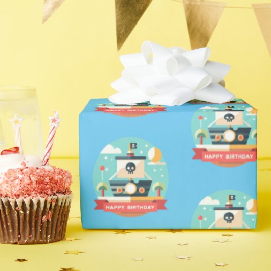 Papier Cadeau Bonne Aventure Pirate Anniversaire (Fête d'anniversaire)