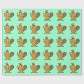 Papier Cadeau Bonne caricature de castor (Plat)