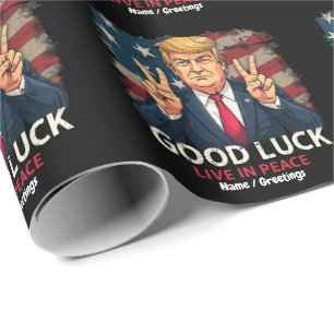 Papier Cadeau Bonne Chance Vive En Paix Citation Patriotique Drô