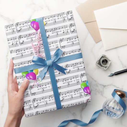 Papier Cadeau Bonne Chanson D'Anniversaire Et Ballons (Cadeaux)