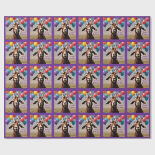 Papier Cadeau Bonne chèvre d'anniversaire (Plat)