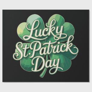 Papier Cadeau Bonne Fête de la Saint-Patrick Typographie Vintage