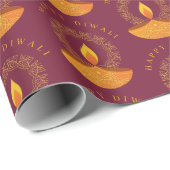 Papier Cadeau Bonne fête des lumières de Diwali (Coin rond)