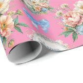 Papier Cadeau Bonne fête des mères rose romantique (Coin rond)