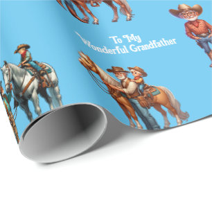 Papier Cadeau Bonne Fête des pères Grand-père Custom Western