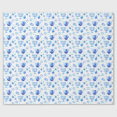 Papier Cadeau Bonne fête Hanoukka belle décoration bleue (Plat)