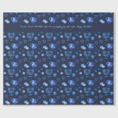 Papier Cadeau Bonne fête Hanoukka belle décoration bleue (Plat)