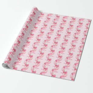 Papier Cadeau Bonne Halloween Citrouille rose Coquette Bow