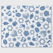 Papier Cadeau Bonne Hanoukka Blue Star de David Menorah Wrappin (Plat)