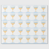Papier Cadeau Bonne Hanoukka Cute personnalisable Menorah (Plat)
