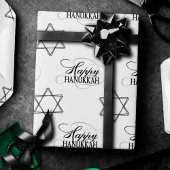 Papier Cadeau Bonne Hanoukka Star de David Classic noir blanc