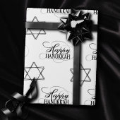 Papier Cadeau Bonne Hanoukka Star de David Classic noir blanc