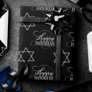 Papier Cadeau Bonne Hanoukka Star de David Classic Silver White