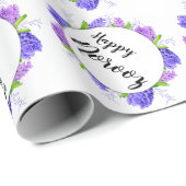 Papier Cadeau Bonne Norooz Purple Hyacinth Wreath Nouvel An (Coin rond)
