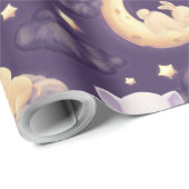 Papier Cadeau Bonne Nuit Avec Bébé Bébé Mignonne Sleepy Animal (Coin rond)