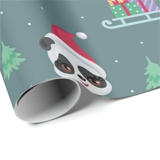 Papier Cadeau Bonne Pandas Motif de Noël (Coin rond)
