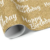 Papier Cadeau Bonne Parties scintillant d'or Faux anniversaire (Coin rond)