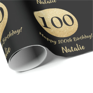 Papier Cadeau Bonne Parties scintillant du 100e anniversaire Bla