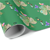 Papier Cadeau "Bonne Saint Patrick" Leprechaun (Coin rond)