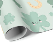 Papier Cadeau Bonne Saint-Patrick Shamrock (Coin rond)
