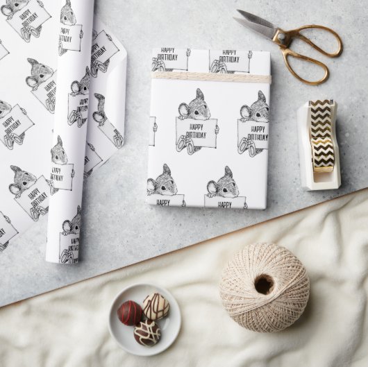 Papier Cadeau Bonne souris d'anniversaire (Artisanat)