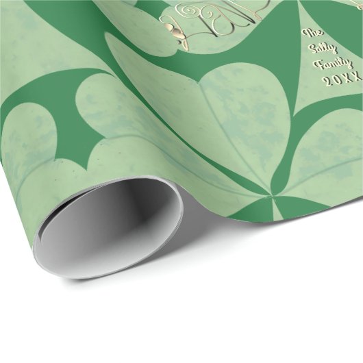 Papier Cadeau "Bonne St Patrick's" Shamrocks (Coin rond)