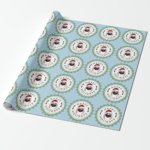 Papier Cadeau Bonnes fêtes bleu frais d'enveloppe de cadeau