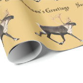 Papier Cadeau Bonnes Fêtes - Bull Caribou (Coin rond)
