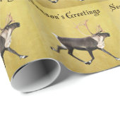 Papier Cadeau Bonnes Fêtes - Bull Caribou (Coin rond)