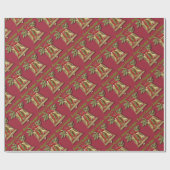 Papier Cadeau Bonnes Fêtes Gold Christmas Bells Papier (Plat)