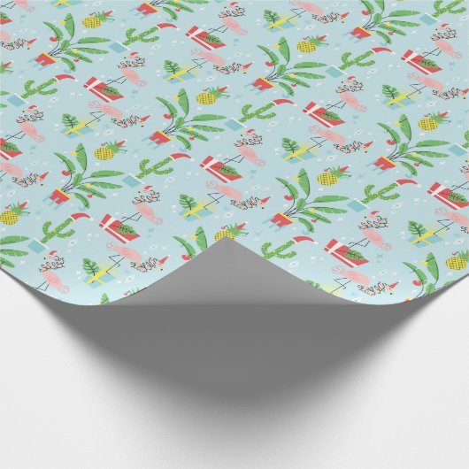 Papier Cadeau Bonnes fêtes motif de Flamant rose et d'ananas de (Coin)