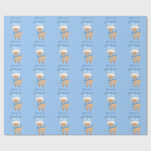 Papier Cadeau Bonnes Fêtes Reindeer Blue (Plat)