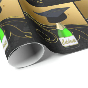 Papier Cadeau Bonnet de graduation sur bouteille de champagne Cé