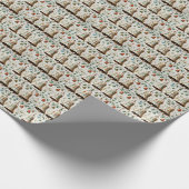 Papier Cadeau Bonnet d'or classique Noël, Foliage vert et rouge (Coin)