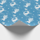 Papier Cadeau Bonnets mignons et étoiles en bleu (Coin)