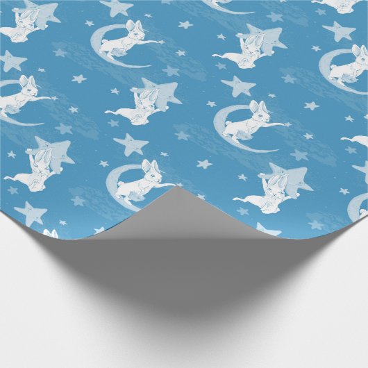 Papier Cadeau Bonnets mignons et étoiles en bleu (Coin)